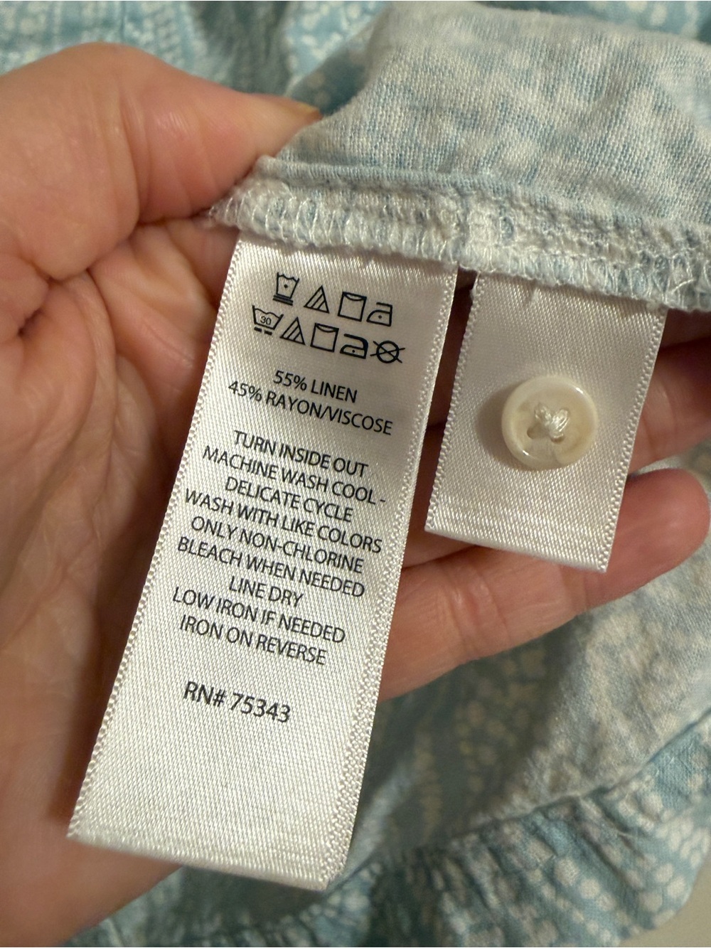Joie Linen Blend Button Down Shirt Size L Blue White Coastal Grandmother - Picture 3 of 3